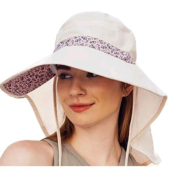 Sun Hats for Women Foldable Wide Birm Boonie Hat Adjustable, Hat with tether - Picture 1 of 9